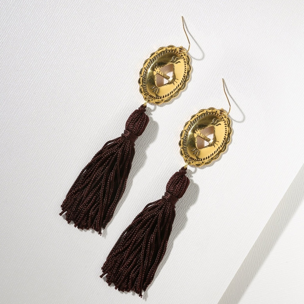 Vanessa Mooney - THE GOLD CONCHO TASSEL EARRINGS